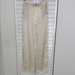Zara Ivory Satin Trousers